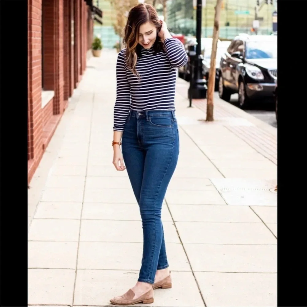 Everlane Medium Wash The Authentic Stretch Mid Rise Skinny Jeans Women's Size 26